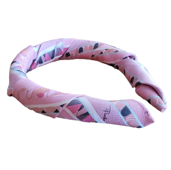 Vintage - Emilio Pucci Pink Silk Men's‎ Tie Upcycled Headband - Picture 3 of 4